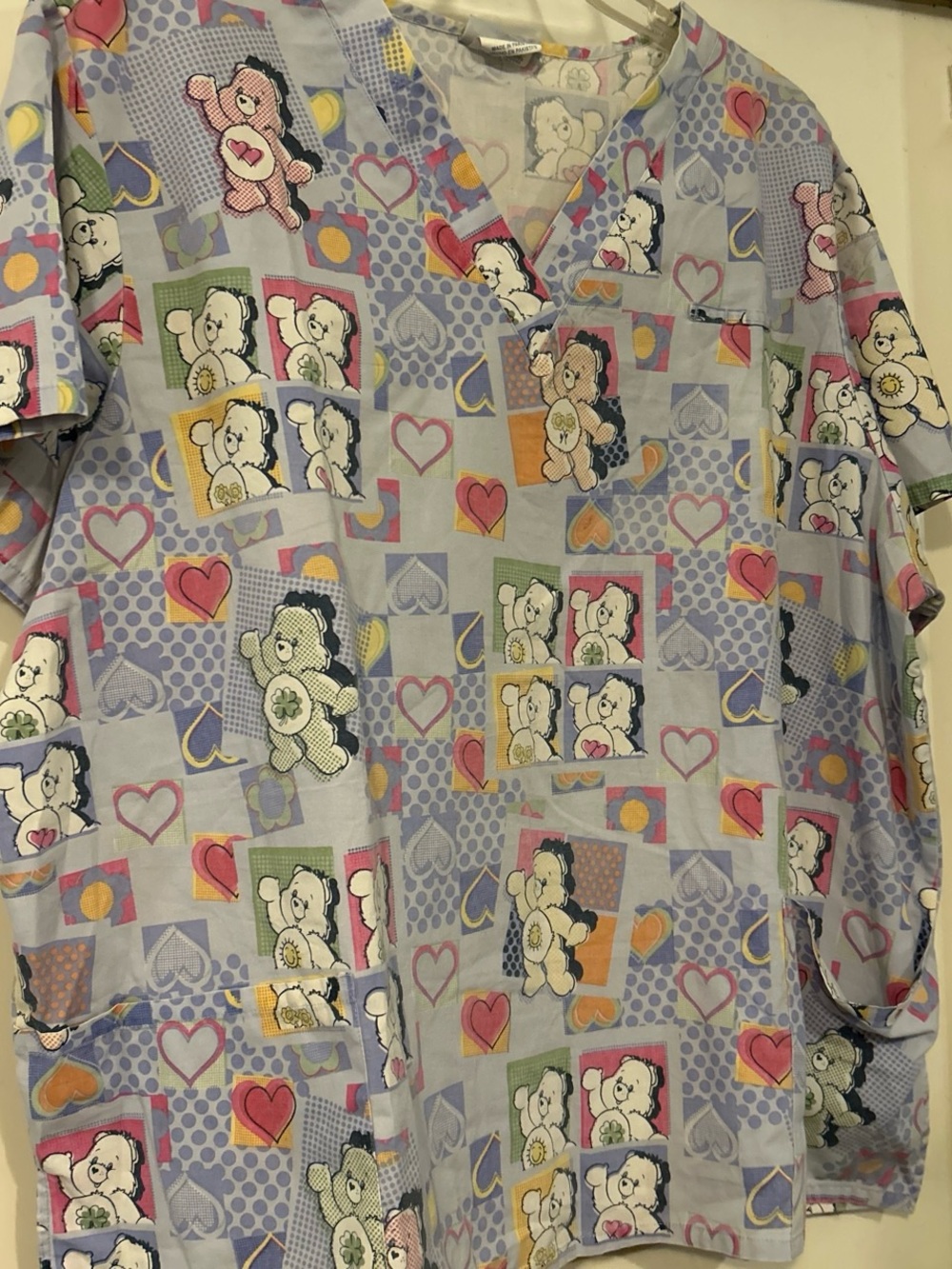 Care Bear Print Women's Scrub Top - Lavender